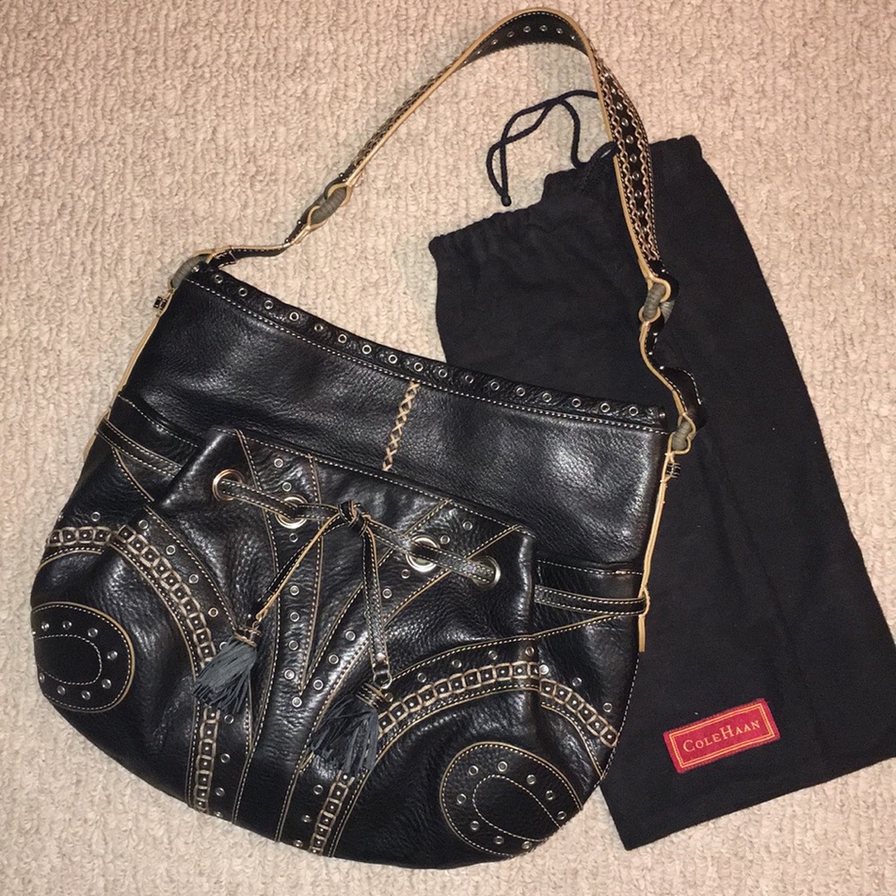 Cole Haan Leather Grommeted Hobo Bag